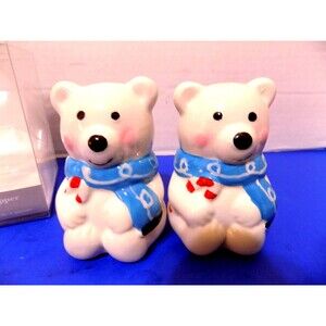 NEW Ceramic Christmas Polar Bears Salt and Pepper Shakers Holiday